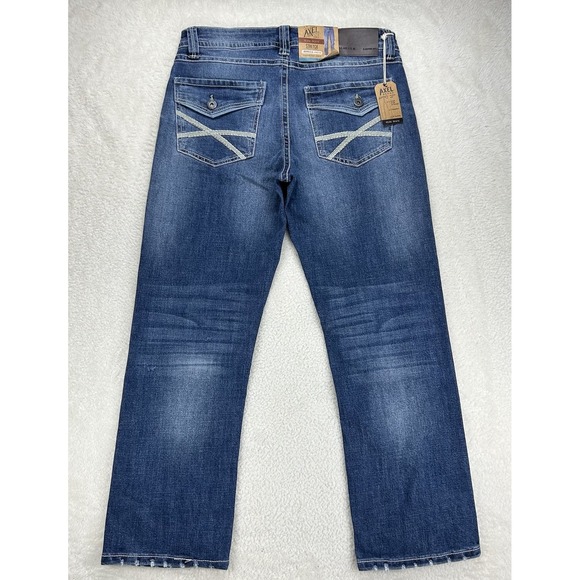 T.K. Axel Slim Boot Cut Stretch Blue Denim Jeans Mens 32x30 NEW - Picture 12 of 16